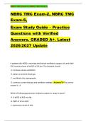 NBRC TMC Exam-Z&comma; NBRC TMC Exam-S &NewLine;NBRC TMC Exam-Z&comma; NBRC TMC &NewLine;Exam-S&comma;  &NewLine;Exam Study Guide &ndash; Practice &NewLine;Questions with Verified &NewLine;Answers&period; GRADED A&plus;&period; Latest &NewLine;2026&sol;2027 Update