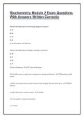 Biochemistry Module 2 Exam Questions With Answers Written Correctly