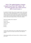 WGU C784 Applied Healthcare Statistics Exam 2027 &vert; 100 Practice Questions & Answers