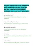 CONNECTING DISCRETE MATHEMATICS&NewLine;AND COMPUTER SCIENCE UPDATED&NewLine;ACTUAL QUESTIONS AND CORRECT&NewLine;ANSWERS FULL SOLUTION STUDY GUIDE