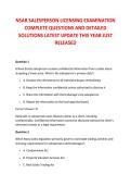 NSAR SALESPERSON LICENSING EXAMINATION &NewLine;COMPLETE QUESTIONS AND DETAILED &NewLine;SOLUTIONS LATEST UPDATE THIS YEAR JUST &NewLine;RELEASED 