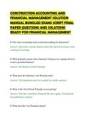 CONSTRUCTION ACCOUNTING AND&NewLine;FINANCIAL MANAGEMENT SOLUTION&NewLine;MANUAL BUNDLED EXAMS SCRIPT FINAL&NewLine;PAPER QUESTIONS AND SOLUTIONS&NewLine;READY FOR FINANCIAL MANAGEMENT