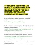 CONSTRUCTION ACCOUNTING AND&NewLine;FINANCIAL MANAGEMENT SOLUTION&NewLine;MANUAL EXAMINATION TEST BANK&NewLine;FULLY UPDATED VIEW AHEAD&NewLine;PREPARATION FOR ACCOUNTING