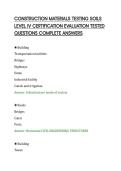 CONSTRUCTION MATERIALS TESTING SOILS&NewLine;LEVEL IV CERTIFICATION EVALUATION TESTED&NewLine;QUESTIONS COMPLETE ANSWERS