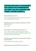 CONSTRUCTION QUALITY MANAGEMENT&NewLine;FOR CONTRACTORS COMPREHENSIVE&NewLine;TEST SCRIPT 2026 FULL QUESTIONS AND&NewLine;CORRECT ANSWERS GRADED A&plus;