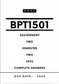 BPT1501 Assignment 2 Answers and Mind Maps Provided - Semester 2 &comma; 2026 &vert; Due Date &colon; 2026