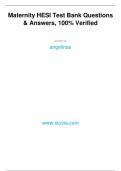 Maternity HESI Test Bank Questions &NewLine;& Answers&comma; 100&percnt; Verified