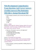 Web Development Comprehensive &NewLine;Exam Questions And Correct Answers &NewLine;&lpar;Verified Answers&rpar; Plus Rationales &NewLine;2026 Q&A &vert; Instant Download Pdf 