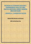 MICHIGAN US CITIZENSHIP QUESTIONS &vert; COMPREHENSIVE CIVICS TEST PREP&comma; PRACTICE QUESTIONS&comma; CORRECT ANSWERS AND STUDY GUIDE