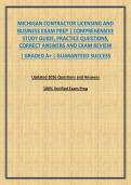 MICHIGAN CONTRACTOR LICENSING AND BUSINESS EXAM PREP &vert; COMPREHENSIVE STUDY GUIDE&comma; PRACTICE QUESTIONS&comma; CORRECT ANSWERS AND EXAM REVIEW
