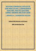 MICHIGAN COMMERCIAL APPLICATOR CORE RIGHT-OF-WAY &vert; COMPREHENSIVE EXAM PREP&comma; PRACTICE QUESTIONS&comma; CORRECT ANSWERS AND STUDY GUIDE
