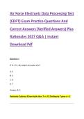 Air Force Electronic Data Processing Test &NewLine;&lpar;EDPT&rpar; Exam Practice Questions And &NewLine;Correct Answers &lpar;Verified Answers&rpar; Plus &NewLine;Rationales 2027 Q&A &vert; Instant &NewLine;Download Pdf 