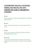 CONTEMPORARY PRACTICAL VOCATIONAL&NewLine;NURSING 2026 PRACTICE TEST WITH&NewLine;ANSWERS AND CLINICAL FUNDAMENTALS&NewLine;SCENARIOS