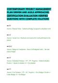 CONTEMPORARY PROJECT MANAGEMENT&NewLine;PLAN DRIVEN AND AGILE APPROACHES&NewLine;CERTIFICATION EVALUATION VERIFIED&NewLine;QUESTIONS WITH COMPLETE SOLUTIONS&NewLine;