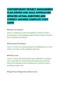 CONTEMPORARY PROJECT MANAGEMENT&NewLine;PLAN DRIVEN AND AGILE APPROACHES&NewLine;UPDATED ACTUAL QUESTIONS AND&NewLine;CORRECT ANSWERS COMPLETE STUDY&NewLine;GUIDE
