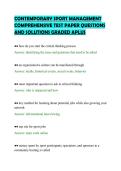 CONTEMPORARY SPORT MANAGEMENT&NewLine;COMPREHENSIVE TEST PAPER QUESTIONS&NewLine;AND SOLUTIONS GRADED APLUS