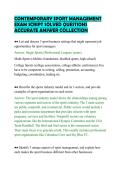 CONTEMPORARY SPORT MANAGEMENT&NewLine;EXAM SCRIPT SOLVED QUESTIONS&NewLine;ACCURATE ANSWER COLLECTION