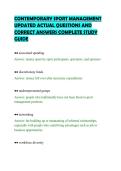 CONTEMPORARY SPORT MANAGEMENT&NewLine;UPDATED ACTUAL QUESTIONS AND&NewLine;CORRECT ANSWERS COMPLETE STUDY&NewLine;GUIDE