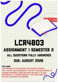 LCR4803 Assignment 1 Semester 2 MEMO &vert; Due August 2026