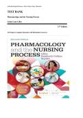Pharmacology and the Nursing Process 11th Edition Test Bank by Linda Lane Lilley &vert; Complete Questions & Rationalized Answers
