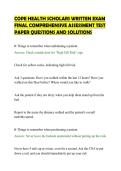 COPE HEALTH SCHOLARS WRITTEN EXAM&NewLine;FINAL COMPREHENSIVE ASSESSMENT TEST&NewLine;PAPER QUESTIONS AND SOLUTIONS