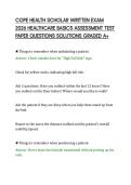 COPE HEALTH SCHOLAR WRITTEN EXAM&NewLine;2026 HEALTHCARE BASICS ASSESSMENT TEST&NewLine;PAPER QUESTIONS SOLUTIONS GRADED A&plus;