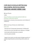 COPE HEALTH SCHOLAR WRITTEN EXAM&NewLine;2026 HOSPITAL PROTOCOLS REVIEW&NewLine;QUESTIONS ANSWERS VERIFIED GUIDE