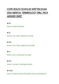 COPE HEALTH SCHOLAR WRITTEN EXAM&NewLine;2026 MEDICAL TERMINOLOGY DRILL PACK&NewLine;ANSWER SHEET