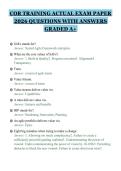 COR TRAINING ACTUAL EXAM PAPER&NewLine;2026 QUESTIONS WITH ANSWERS&NewLine;GRADED A&plus;