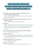 COR TRAINING PRACTICE&NewLine;EXAMINATION 2026 QUESTIONS&NewLine;WITH ANSWERS GRADED A&plus;