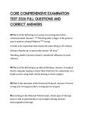 CORE COMPREHENSIVE EXAMINATION&NewLine;TEST 2026 FULL QUESTIONS AND&NewLine;CORRECT ANSWERS