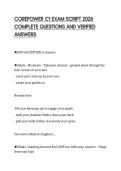 COREPOWER C1 EXAM SCRIPT 2026&NewLine;COMPLETE QUESTIONS AND VERIFIED&NewLine;ANSWERS