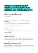 CORPORATE COMPUTER SECURITY&NewLine;CERTIFICATION EVALUATION SOLVED&NewLine;QUESTIONS WITH VERIFIED ANSWER KEY
