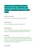CORPORATE COMPUTER SECURITY&NewLine;UPDATED ACTUAL QUESTIONS AND&NewLine;CORRECT ANSWERS COMPLETE STUDY&NewLine;GUIDE