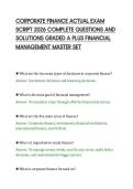 CORPORATE FINANCE ACTUAL EXAM&NewLine;SCRIPT 2026 COMPLETE QUESTIONS AND&NewLine;SOLUTIONS GRADED A PLUS FINANCIAL&NewLine;MANAGEMENT MASTER SET