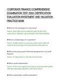 CORPORATE FINANCE COMPREHENSIVE&NewLine;EXAMINATION TEST 2026 CERTIFICATION&NewLine;EVALUATION INVESTMENT AND VALUATION&NewLine;PRACTICE BANK
