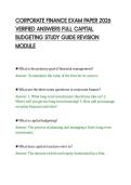 CORPORATE FINANCE EXAM PAPER 2026&NewLine;VERIFIED ANSWERS FULL CAPITAL&NewLine;BUDGETING STUDY GUIDE REVISION&NewLine;MODULE