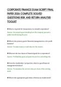 CORPORATE FINANCE EXAM SCRIPT FINAL&NewLine;PAPER 2026 COMPLETE SOLVED&NewLine;QUESTIONS RISK AND RETURN ANALYSIS&NewLine;TOOLKIT
