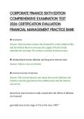 CORPORATE FINANCE SIXTH EDITION&NewLine;COMPREHENSIVE EXAMINATION TEST&NewLine;2026 CERTIFICATION EVALUATION&NewLine;FINANCIAL MANAGEMENT PRACTICE BANK