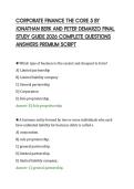 CORPORATE FINANCE THE CORE 5 BY&NewLine;JONATHAN BERK AND PETER DEMARZO FINAL&NewLine;STUDY GUIDE 2026 COMPLETE QUESTIONS&NewLine;ANSWERS PREMIUM SCRIPT