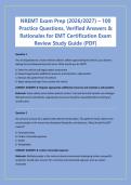 NREMT Exam Prep &lpar;2026-2027&rpar; &ndash; 100 Practice Questions&comma; Verified Answers & Rationales for EMT Certification Exam Review Study Guide &lpar;PDF&rpar;