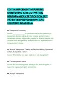 COST MANAGEMENT MEASURING&NewLine;MONITORING AND MOTIVATING&NewLine;PERFORMANCE COMPREHENSIVE&NewLine;EXAMINATION TEST COMPLETE&NewLine;QUESTIONS AND CORRECT ANSWERS