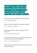COST MANAGEMENT MEASURING&NewLine;MONITORING AND MOTIVATING&NewLine;PERFORMANCE EXAM SCRIPT UPDATED&NewLine;QUESTIONS AND ACCURATE ANSWERS&NewLine;FULL SOLUTION