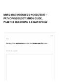 NURS 3366 MODULES 6&ndash;9 2026&sol;2027 &ndash; PATHOPHYSIOLOGY STUDY GUIDE&comma; PRACTICE QUESTIONS & EXAM REVIEW
