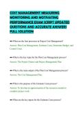 COST MANAGEMENT MEASURING&NewLine;MONITORING AND MOTIVATING&NewLine;PERFORMANCE UPDATED ACTUAL&NewLine;QUESTIONS AND CORRECT ANSWERS FULL&NewLine;SOLUTION STUDY GUIDE