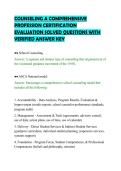 COUNSELING A COMPREHENSIVE&NewLine;PROFESSION CERTIFICATION&NewLine;EVALUATION SOLVED QUESTIONS WITH&NewLine;VERIFIED ANSWER KEY