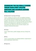 COUNSELING THE CULTURALLY DIVERSE&NewLine;THEORY EXAM SCRIPT UPDATED&NewLine;QUESTIONS AND ACCURATE ANSWERS&NewLine;FULL SOLUTION