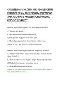 COUNSELING CHILDREN AND ADOLESCENTS&NewLine;PRACTICE EXAM 2026 PREMIUM QUESTIONS&NewLine;AND ACCURATE ANSWERS ONE HUNDRED&NewLine;PERCENT CORRECT