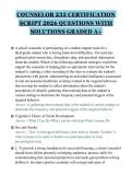 COUNSELOR 235 CERTIFICATION&NewLine;SCRIPT 2026 QUESTIONS WITH&NewLine;SOLUTIONS GRADED A&plus;