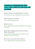 COUNSELOR COMPREHENSIVE EXAM&NewLine;STUDY GUIDE COMPLETE QUESTIONS AND&NewLine;SOLUTIONS